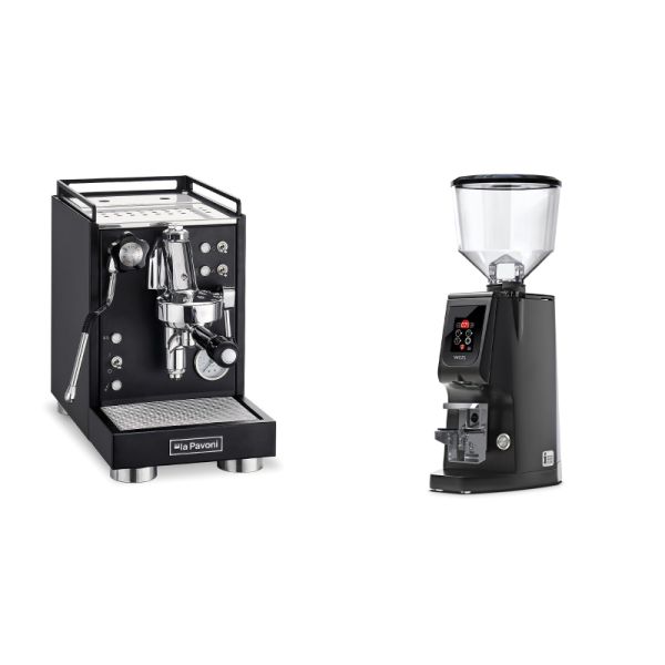 La Pavoni Mini Cellini, black + Eureka Atom W 65, black