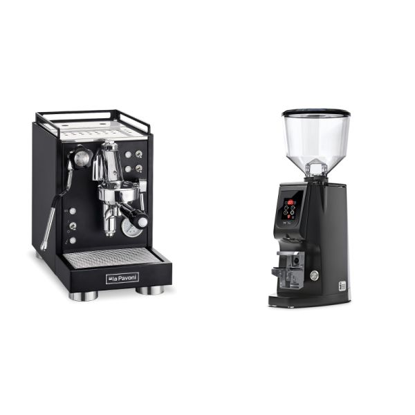 La Pavoni Mini Cellini, black + Eureka Atom W 75, black