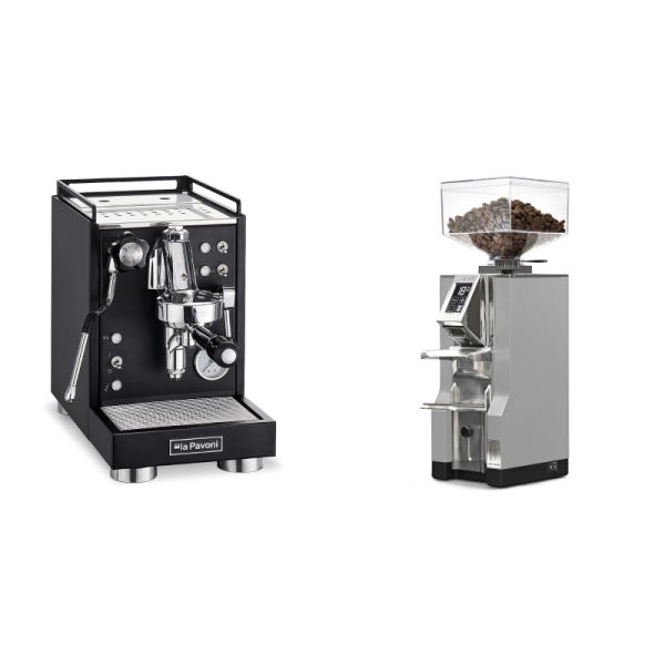 La Pavoni Mini Cellini, black + Eureka Mignon Libra, CR grey