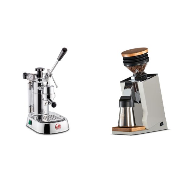 La Pavoni Professional Lusso + Eureka Mignon Single Dose PRO, White & Oak