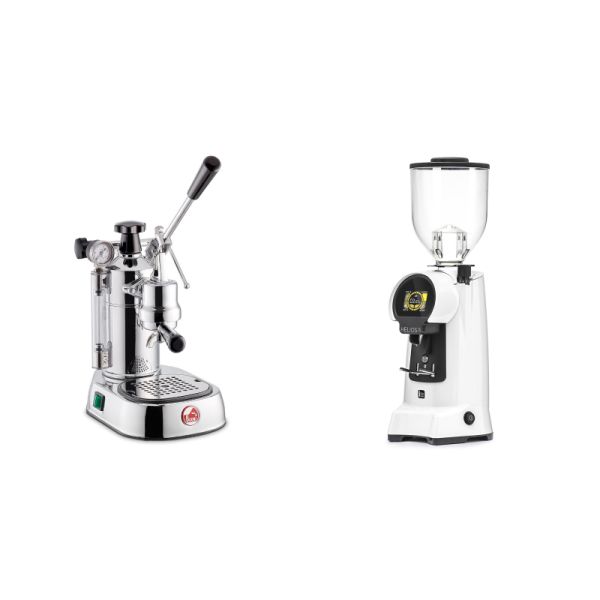 La Pavoni Professional Lusso + Eureka Helios 75, white