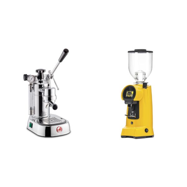 La Pavoni Professional Lusso + Eureka Helios 75, yellow