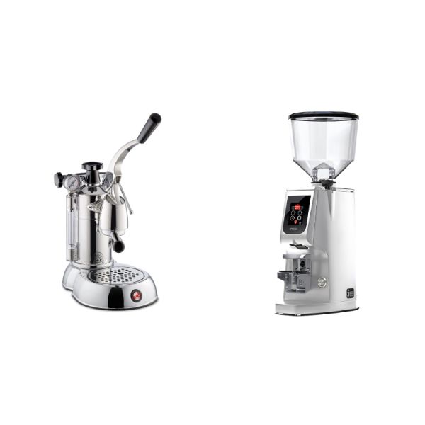 La Pavoni Stradivari Professional Lusso + Eureka Atom W 65, chrome