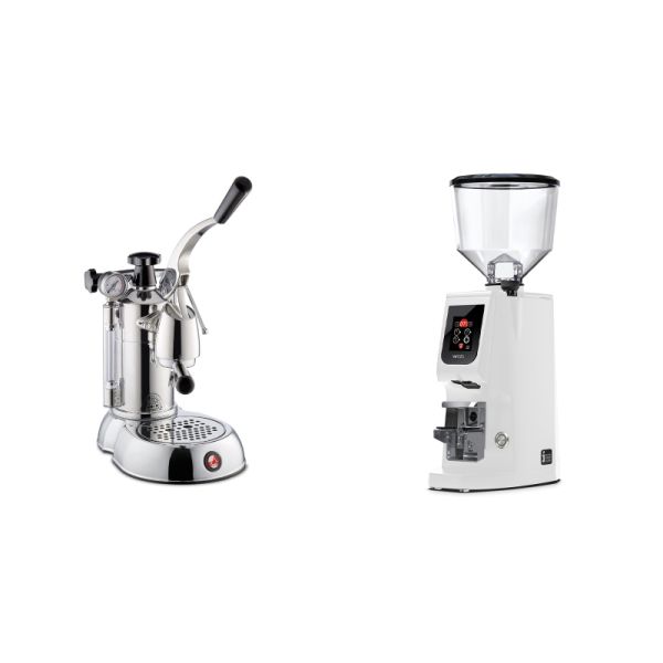 La Pavoni Stradivari Professional Lusso + Eureka Atom W 65, white