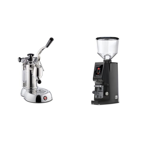 La Pavoni Stradivari Professional Lusso + Eureka Atom W 75, black