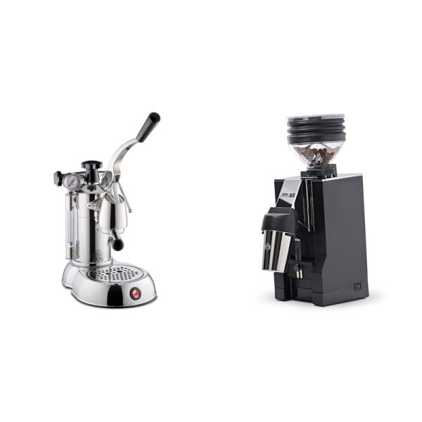 La Pavoni Stradivari Professional Lusso + Eureka Mignon Zero 65 All Purpose, CR black