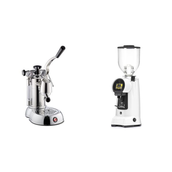 La Pavoni Stradivari Professional Lusso + Eureka Helios 75, white