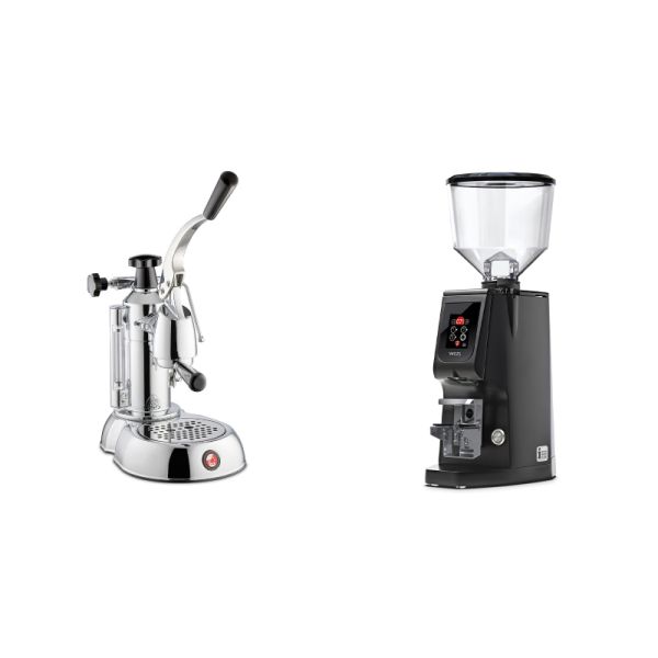 La Pavoni Stradivari Lusso + Eureka Atom W 65, black