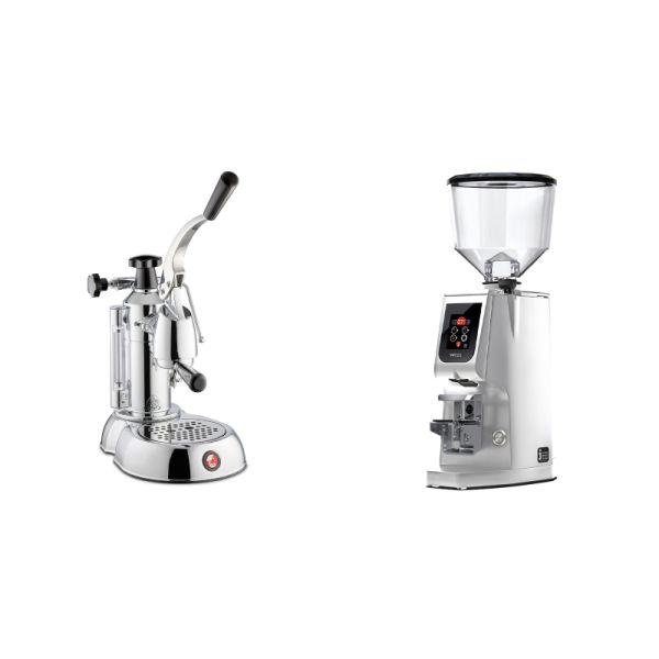 La Pavoni Stradivari Lusso + Eureka Atom W 65, chrome