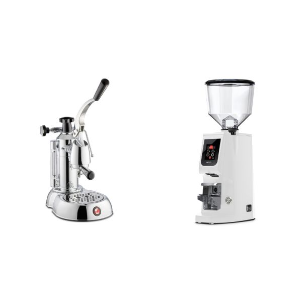 La Pavoni Stradivari Lusso + Eureka Atom W 65, white