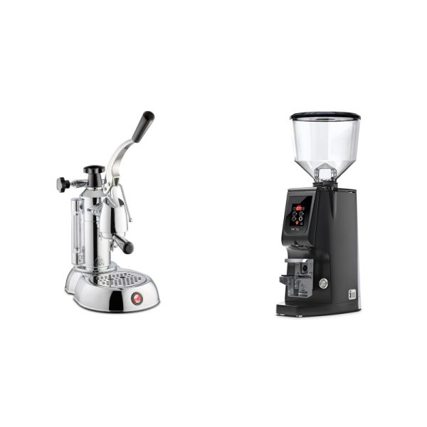 La Pavoni Stradivari Lusso + Eureka Atom W 75, black