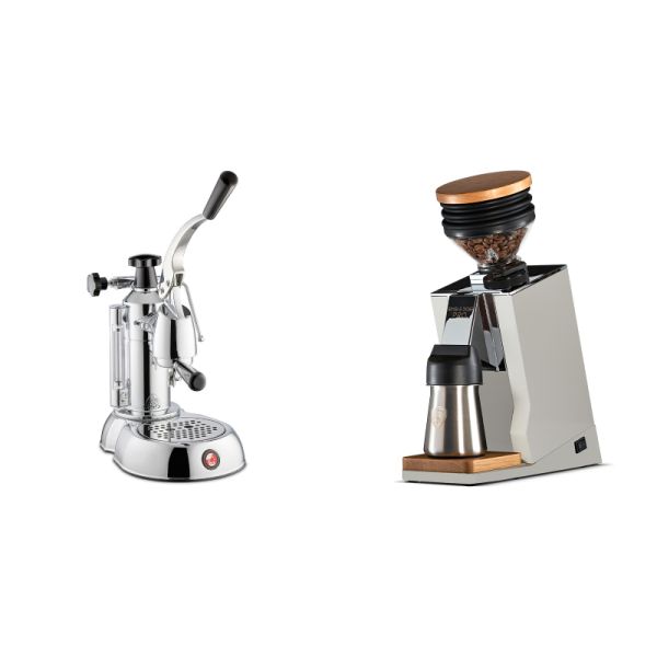 La Pavoni Stradivari Lusso + Eureka Mignon Single Dose PRO, White & Oak