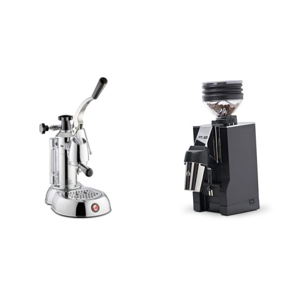 La Pavoni Stradivari Lusso + Eureka Mignon Zero 65 All Purpose, CR black