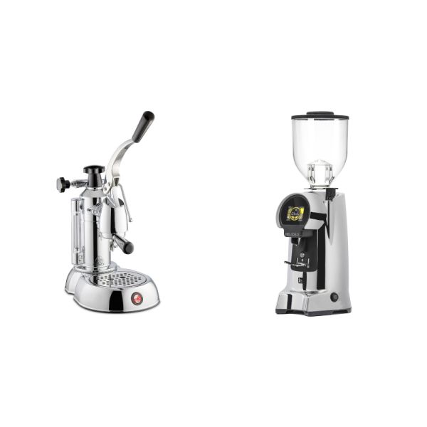 La Pavoni Stradivari Lusso + Eureka Helios 75, chrome