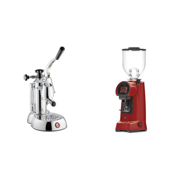 La Pavoni Stradivari Lusso + Eureka Helios 75, ferrari red