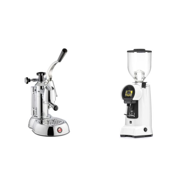 La Pavoni Stradivari Lusso + Eureka Helios 75, white