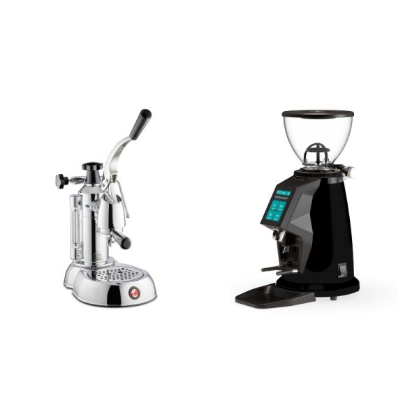 La Pavoni Stradivari Lusso + Rocket Espresso SPLUGA, black