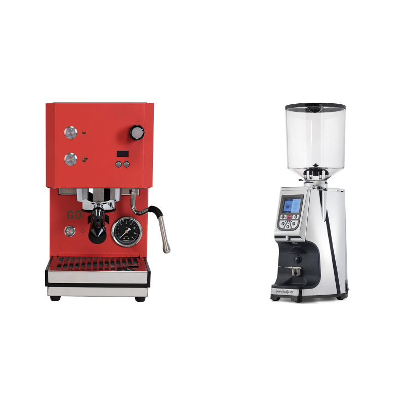 Profitec GO 2.0, red + Eureka Atom Specialty 75, chrome Profitec GO 2.0, red + Eureka Atom Specialty 75, chrome