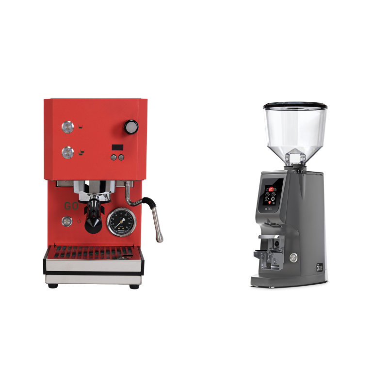 Profitec GO 2.0, red + Eureka Atom W 65, grey Profitec GO 2.0, red + Eureka Atom W 65, grey