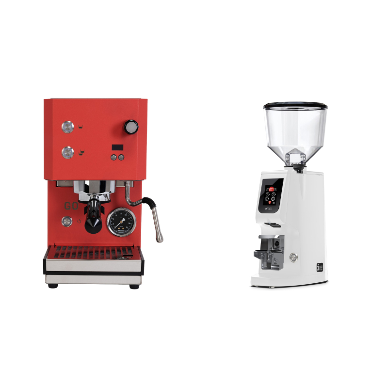 Profitec GO 2.0, red + Eureka Atom W 65, white Profitec GO 2.0, red + Eureka Atom W 65, white