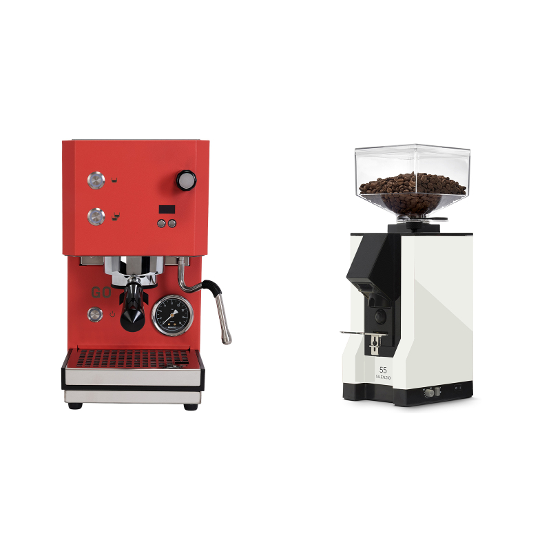 Profitec GO 2.0, red + Eureka Mignon Silenzio 55, BL white Profitec GO 2.0, red + Eureka Mignon Silenzio 55, BL white