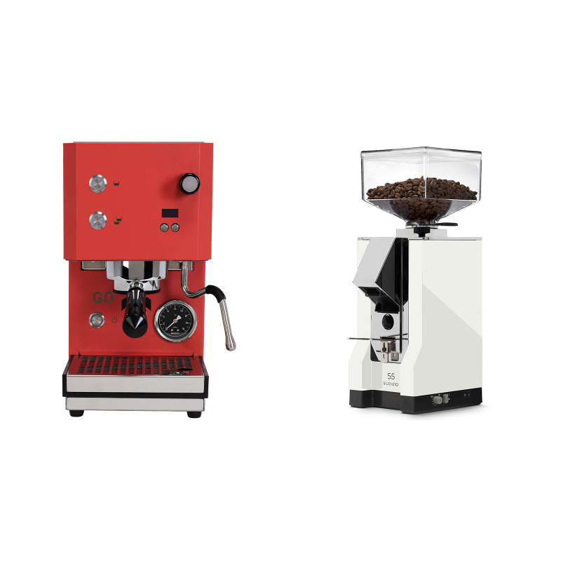 Profitec GO 2.0, red + Eureka Mignon Silenzio 55, CR white Profitec GO 2.0, red + Eureka Mignon Silenzio 55, CR white