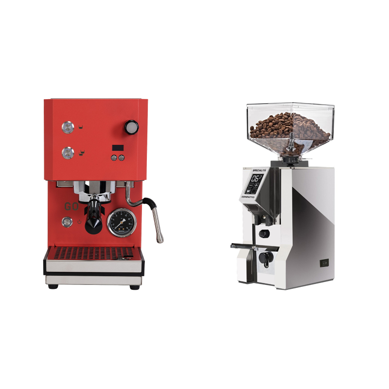 Profitec GO 2.0, red + Eureka Mignon Specialita Compatto, CR chrome Profitec GO 2.0, red + Eureka Mignon Specialita Compatto, CR chrome
