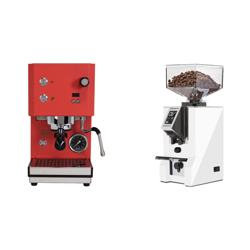 Profitec GO 2.0, red + Eureka Mignon Specialita Compatto, CR white Profitec GO 2.0, red + Eureka Mignon Specialita Compatto, CR white