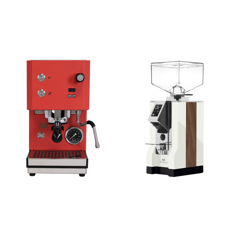 Profitec GO 2.0, red + Eureka Mignon Specialita, WD white, walnut Profitec GO 2.0, red + Eureka Mignon Specialita, WD white, walnut