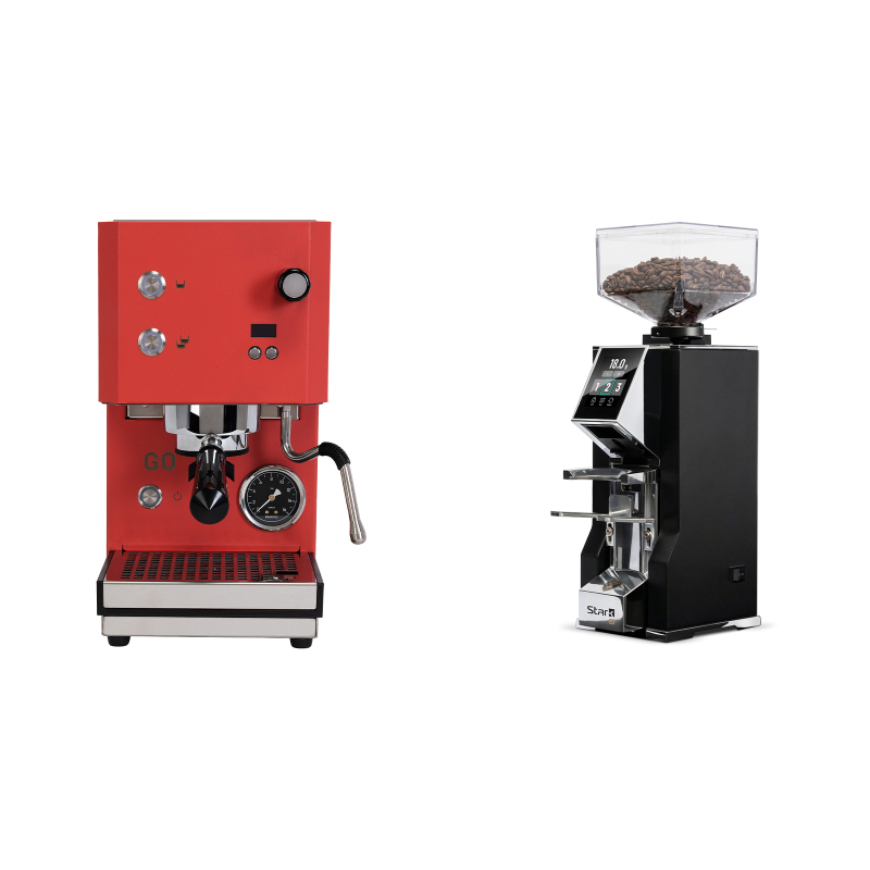 Profitec GO 2.0, red + Eureka Mignon Stark W 65, CR black Profitec GO 2.0, red + Eureka Mignon Stark W 65, CR black