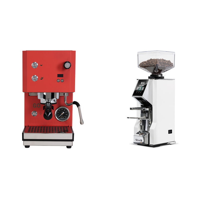 Profitec GO 2.0, red + Eureka Mignon Stark W 65, CR white Profitec GO 2.0, red + Eureka Mignon Stark W 65, CR white