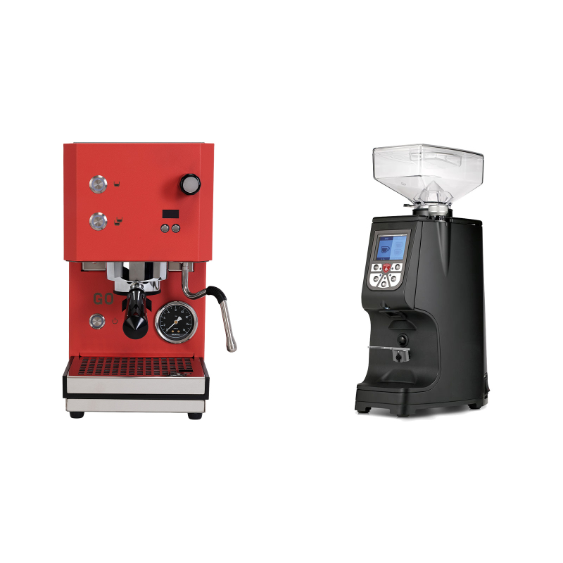 Profitec GO 2.0, red + Eureka Atom 60, black