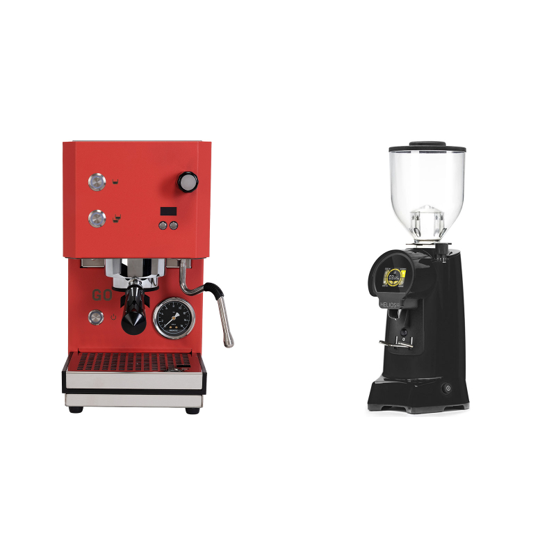 Profitec GO 2.0, red + Eureka Helios 65, black Profitec GO 2.0, red + Eureka Helios 65, black