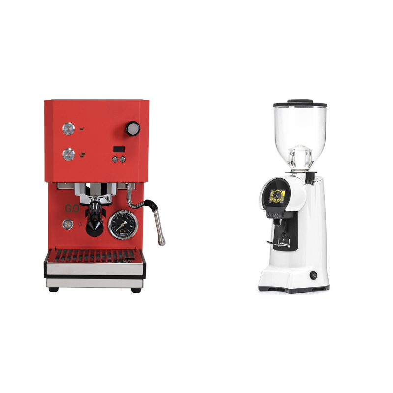 Profitec GO 2.0, red + Eureka Helios 65, white Profitec GO 2.0, red + Eureka Helios 65, white