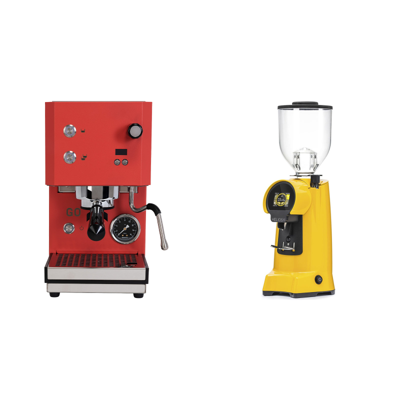 Profitec GO 2.0, red + Eureka Helios 65, yellow Profitec GO 2.0, red + Eureka Helios 65, yellow