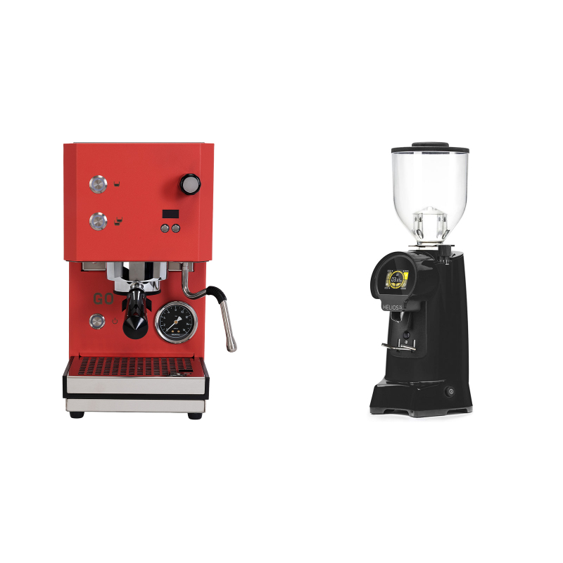 Profitec GO 2.0, red + Eureka Helios 75, black Profitec GO 2.0, red + Eureka Helios 75, black