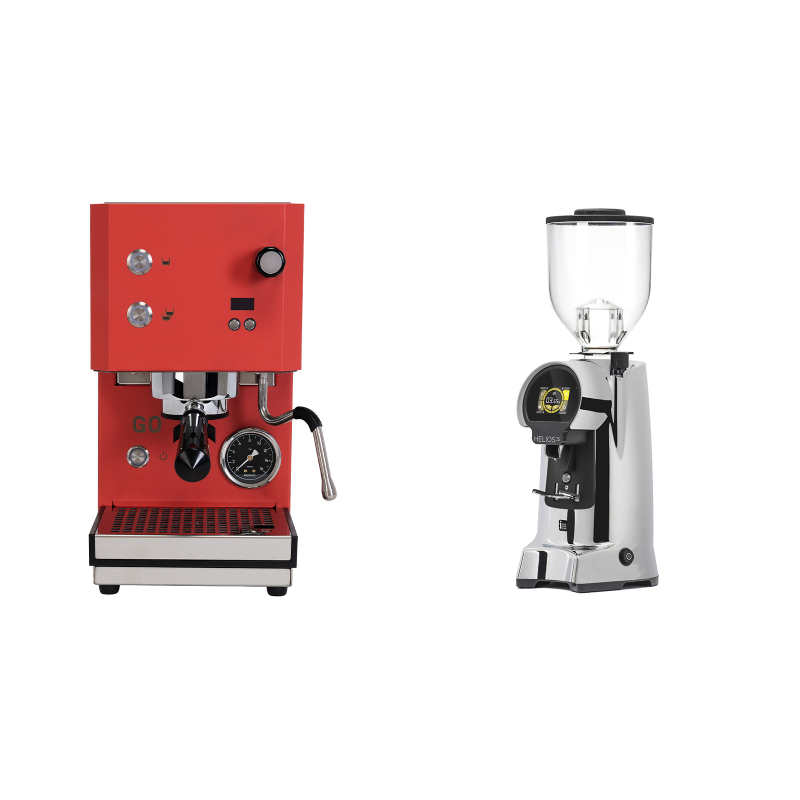 Profitec GO 2.0, red + Eureka Helios 75, chrome Profitec GO 2.0, red + Eureka Helios 75, chrome