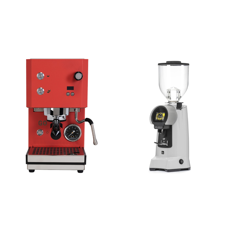 Profitec GO 2.0, red + Eureka Helios 75, grey Profitec GO 2.0, red + Eureka Helios 75, grey
