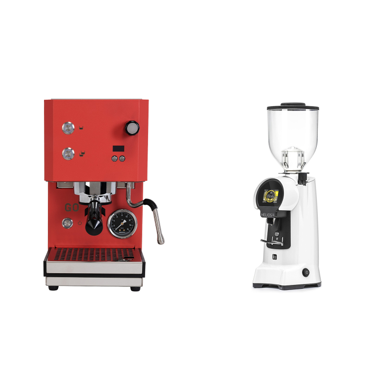 Profitec GO 2.0, red + Eureka Helios 75, white Profitec GO 2.0, red + Eureka Helios 75, white