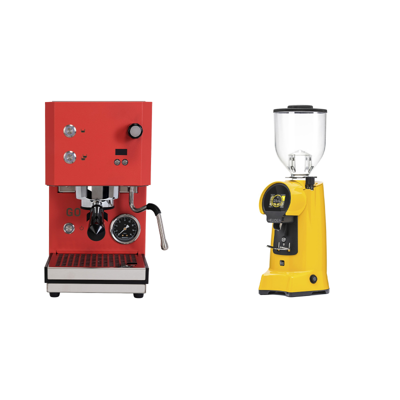 Profitec GO 2.0, red + Eureka Helios 75, yellow Profitec GO 2.0, red + Eureka Helios 75, yellow