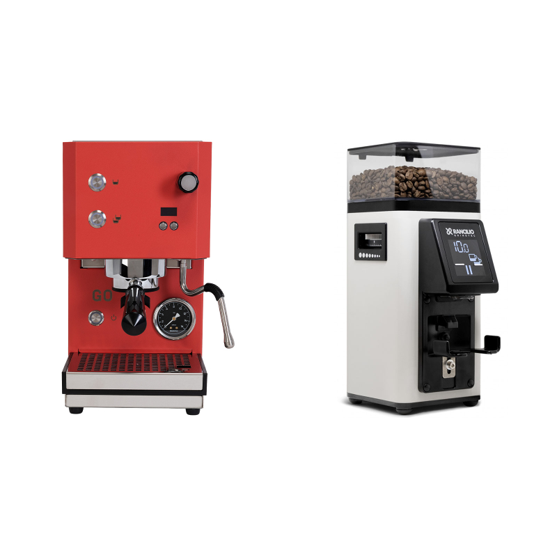 Profitec GO 2.0, red + Rancilio STILE, white Profitec GO 2.0, red + Rancilio STILE, white