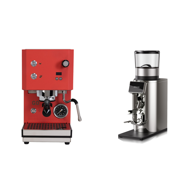Profitec GO 2.0, red + Rocket Espresso GRAVO, chrome Profitec GO 2.0, red + Rocket Espresso GRAVO, chrome