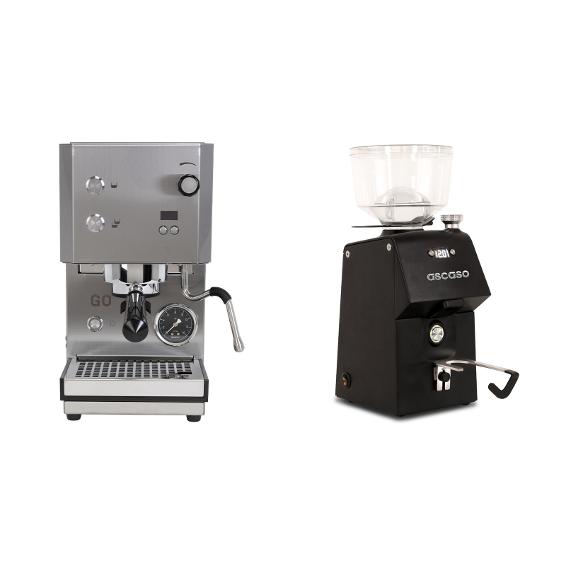 Profitec GO 2.0, brushed stainless steel + Ascaso H64, black Profitec GO 2.0, brushed stainless steel + Ascaso H64, black