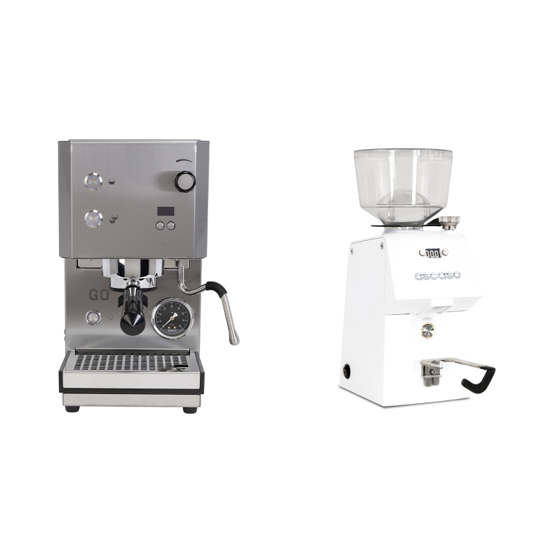 Profitec GO 2.0, brushed stainless steel + Ascaso H64, white Profitec GO 2.0, brushed stainless steel + Ascaso H64, white