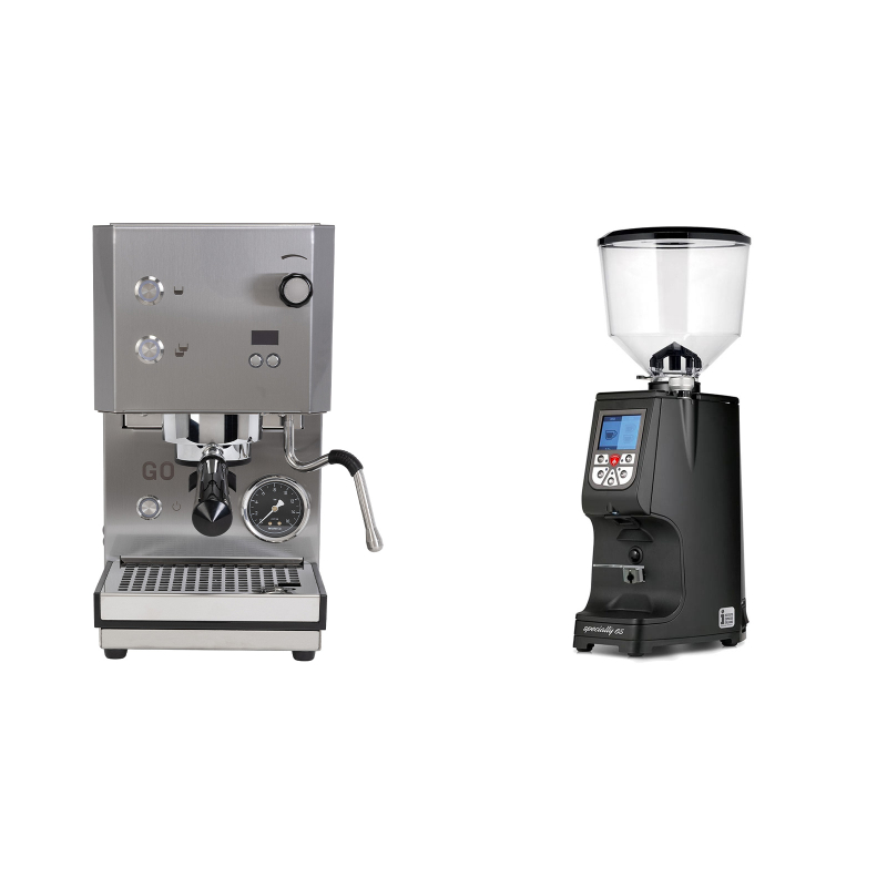 Profitec GO 2.0, brushed stainless steel + Eureka Atom Specialty 65, black Profitec GO 2.0, brushed stainless steel + Eureka Atom Specialty 65, black