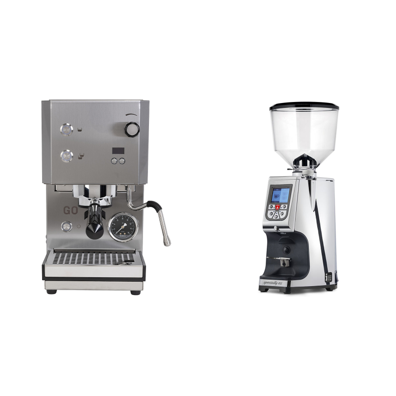 Profitec GO 2.0, brushed stainless steel + Eureka Atom Specialty 65, chrome Profitec GO 2.0, brushed stainless steel + Eureka Atom Specialty 65, chrome