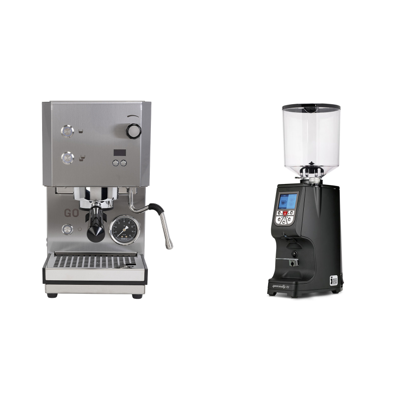 Profitec GO 2.0, brushed stainless steel + Eureka Atom Specialty 75, black Profitec GO 2.0, brushed stainless steel + Eureka Atom Specialty 75, black