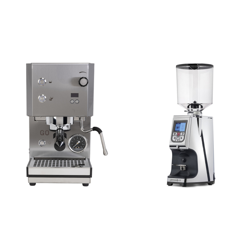 Profitec GO 2.0, brushed stainless steel + Eureka Atom Specialty 75, chrome Profitec GO 2.0, brushed stainless steel + Eureka Atom Specialty 75, chrome