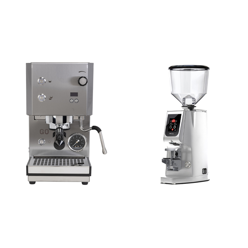 Profitec GO 2.0, brushed stainless steel + Eureka Atom W 65, chrome Profitec GO 2.0, brushed stainless steel + Eureka Atom W 65, chrome