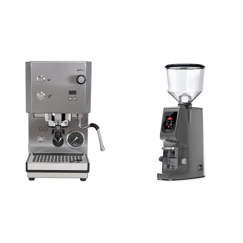 Profitec GO 2.0, brushed stainless steel + Eureka Atom W 65, grey Profitec GO 2.0, brushed stainless steel + Eureka Atom W 65, grey